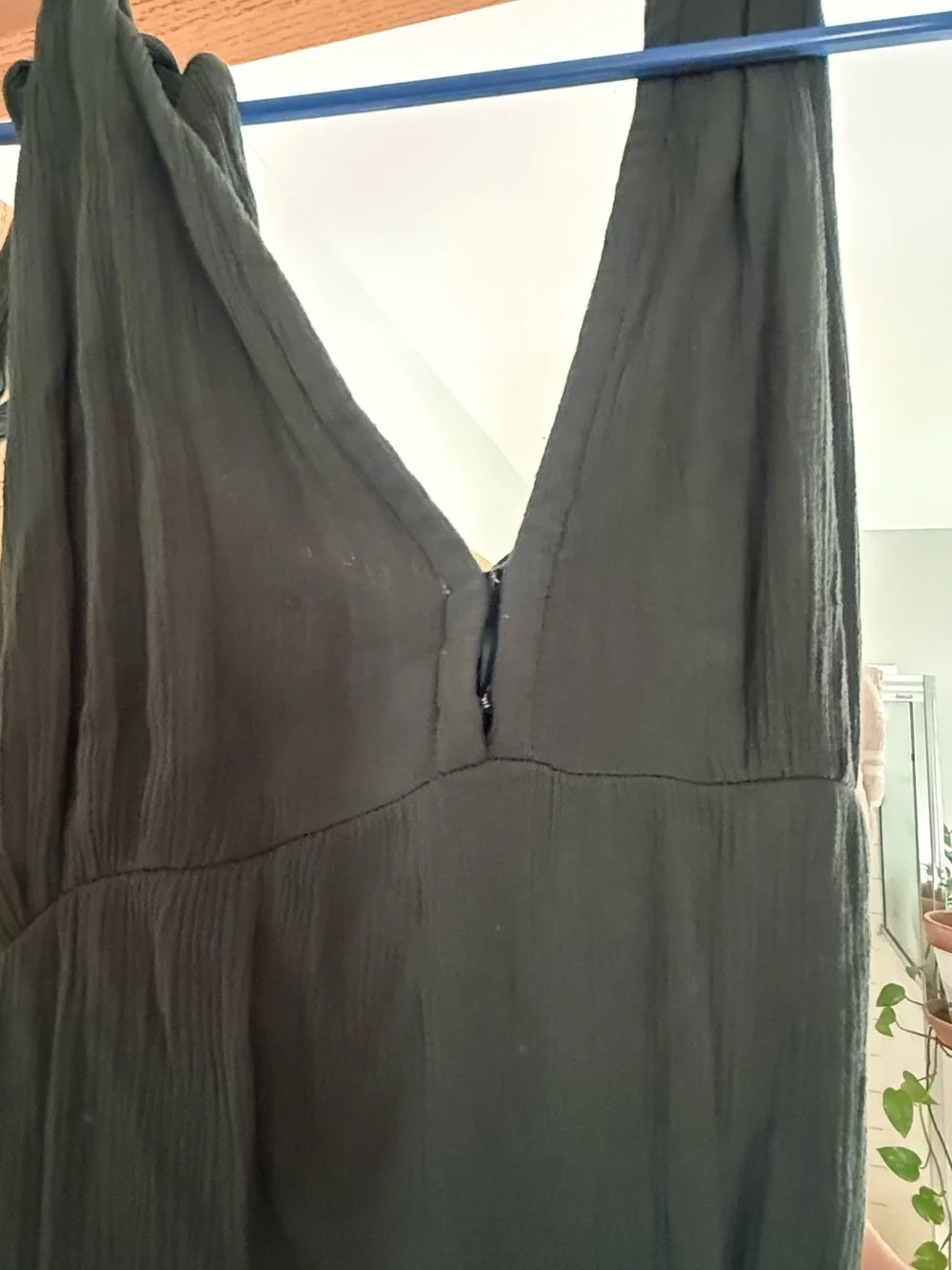 Abercrombie & Fitch Olive Tie-Shoulder V-Neck Maxi Dress